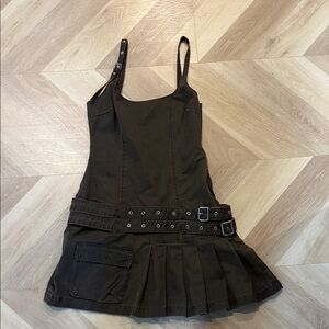 Zara Dark Brown Mini Dress with Pleats